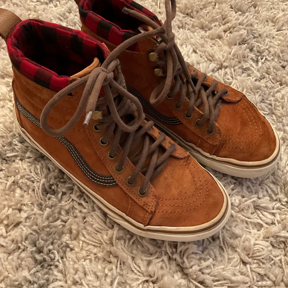Vans Sk8-Hi MTE‎ Glazed Ginger Plaid Suede High Top Sneakers Womens 6.5